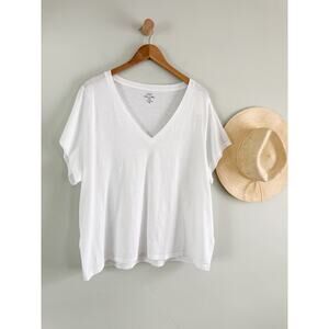 J.Crew Factory | NWT Vintage Cotton V-Neck Tee White | Sz 3X